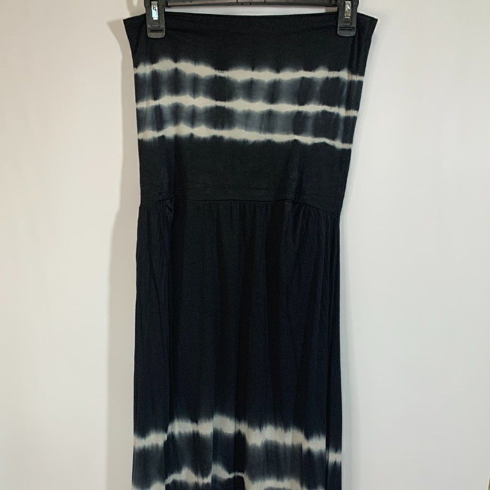 Black & White Tie-Dye Strapless Maxi Dress Sz XL